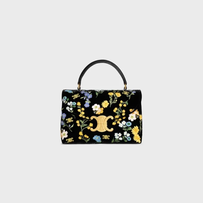 Bolso Teen Nino de terciopelo con bordado floral Bolso Teen Nino de terciopelo con bordado floral