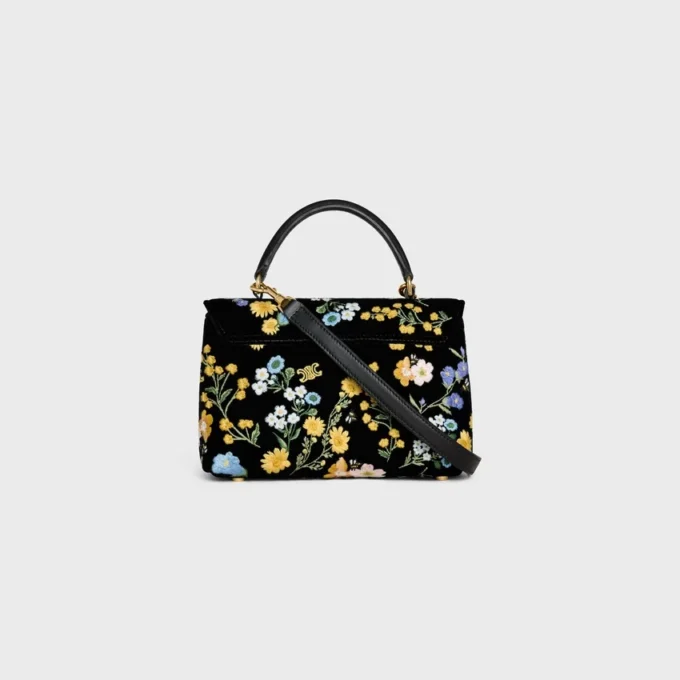 Bolso Teen Nino de terciopelo con bordado floral Bolso Teen Nino de terciopelo con bordado floral