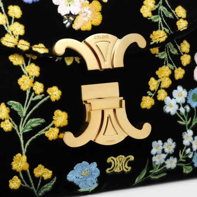 Bolso Teen Nino de terciopelo con bordado floral Bolso Teen Nino de terciopelo con bordado floral