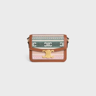 Bolso Teen Triomphe en tejido a rayas y piel de becerro