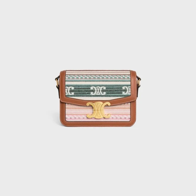 Bolso Teen Triomphe en tejido a rayas y piel de becerro Bolso Teen Triomphe en tejido a rayas y piel de becerro