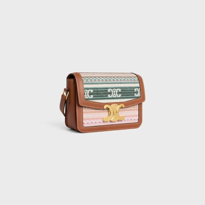 Bolso Teen Triomphe en tejido a rayas y piel de becerro Bolso Teen Triomphe en tejido a rayas y piel de becerro