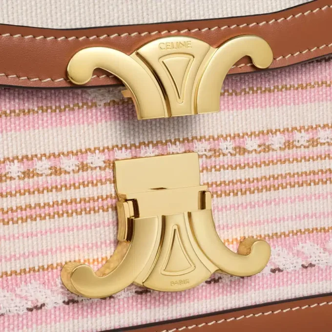 Bolso Teen Triomphe en tejido a rayas y piel de becerro Bolso Teen Triomphe en tejido a rayas y piel de becerro