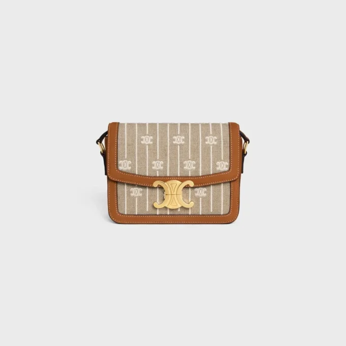 Bolso Teen Triomphe en tejido con estampado Triomphe integral y piel de becerro Bolso Teen Triomphe en tejido con estampado Triomphe integral y piel de becerro