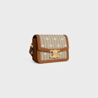 Bolso Teen Triomphe en tejido con estampado Triomphe integral y piel de becerro