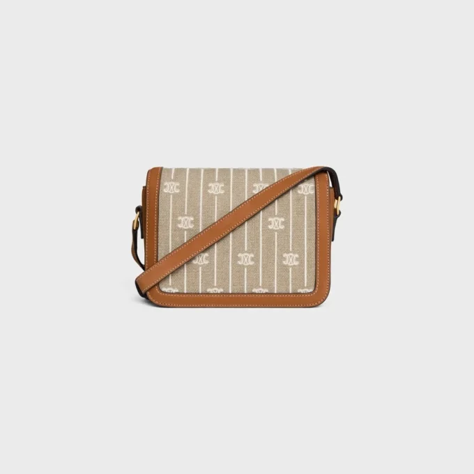 Bolso Teen Triomphe en tejido con estampado Triomphe integral y piel de becerro Bolso Teen Triomphe en tejido con estampado Triomphe integral y piel de becerro