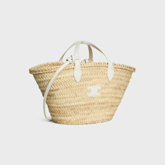 Bolso Teen Triomphe Panier para adolescentes en hojas de palma y piel de becerro Bolso Teen Triomphe Panier para adolescentes en hojas de palma y piel de becerro