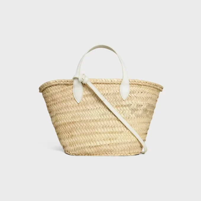 Bolso Teen Triomphe Panier para adolescentes en hojas de palma y piel de becerro Bolso Teen Triomphe Panier para adolescentes en hojas de palma y piel de becerro