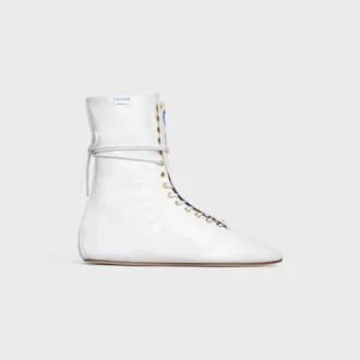 Bota alta de ballet con cordones en piel de cordero