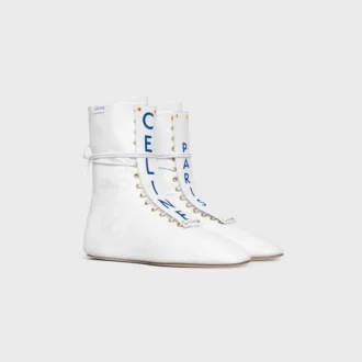 Bota alta de ballet con cordones en piel de cordero