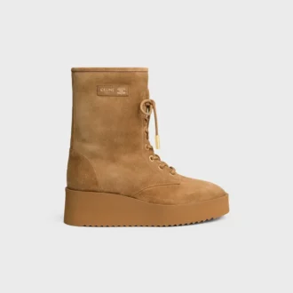 Bota con cordones Austin en piel de becerro de gamuza y piel de oveja
