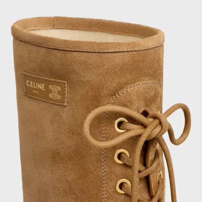 Bota con cordones Austin en piel de becerro de gamuza y piel de oveja