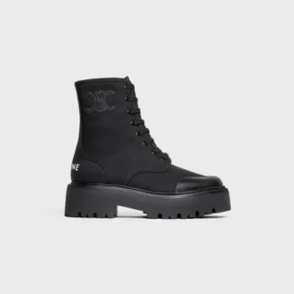 Bota gruesa con cordones de CELINE en nailon y piel de toro brillante