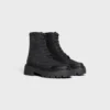Bota gruesa con cordones de CELINE en nailon y piel de toro brillante Bota gruesa con cordones de CELINE en nailon y piel de toro brillante