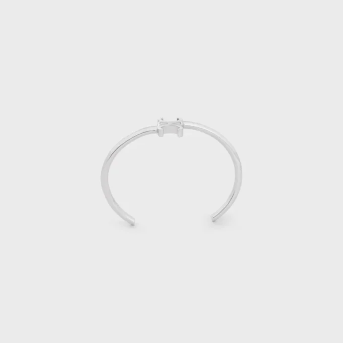 Brazalete asimétrico Triomphe en latón con acabado de rodio Brazalete asimétrico Triomphe en latón con acabado de rodio