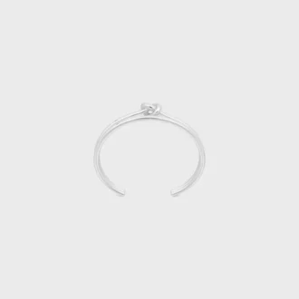 Brazalete doble con nudo en latón con acabado de rodio
