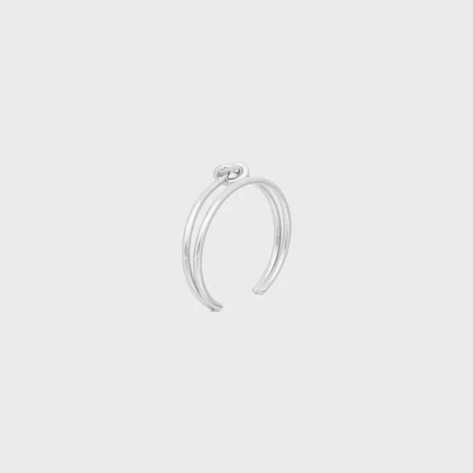 Brazalete doble con nudo en latón con acabado de rodio Brazalete doble con nudo en latón con acabado de rodio