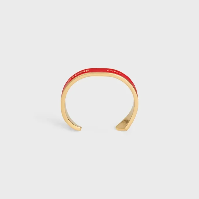 Brazalete pequeño CELINE Ribbon en esmalte y latón con acabado dorado Brazalete pequeño CELINE Ribbon en esmalte y latón con acabado dorado