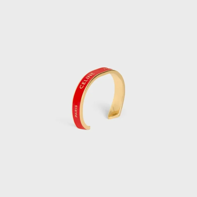 Brazalete pequeño CELINE Ribbon en esmalte y latón con acabado dorado Brazalete pequeño CELINE Ribbon en esmalte y latón con acabado dorado