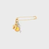 Broche de alfiler de seguridad con charms en latón con acabado dorado Broche de alfiler de seguridad con charms en latón con acabado dorado