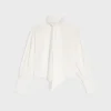 Camisa corta con cuello lavallière en sarga de seda Camisa corta con cuello lavallière en sarga de seda