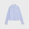 Camisa corta de popelín de algodón a rayas Camisa corta de popelín de algodón a rayas