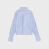 Camisa corta de popelín de algodón a rayas Camisa corta de popelín de algodón a rayas