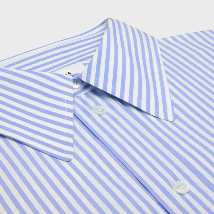 Camisa corta de popelín de algodón a rayas Camisa corta de popelín de algodón a rayas