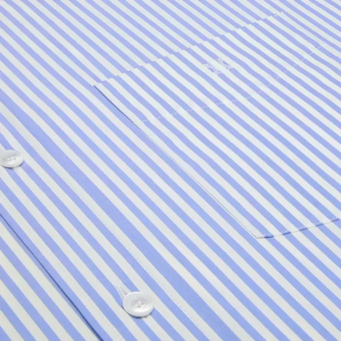 Camisa corta de popelín de algodón a rayas Camisa corta de popelín de algodón a rayas