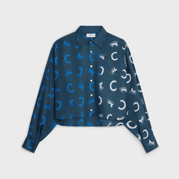 Camisa corta de sarga de seda Camisa corta de sarga de seda