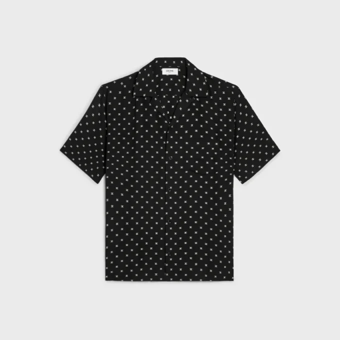 Camisa de bolos en viscosa con estampado Micro Triomphe Camisa de bolos en viscosa con estampado Micro Triomphe