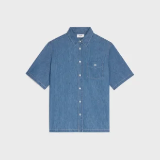 Camisa de manga corta en denim de algodón