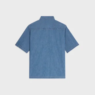 Camisa de manga corta en denim de algodón