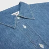 Camisa de manga corta en denim de algodón Camisa de manga corta en denim de algodón
