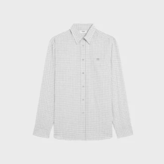 Camisa holgada de sarga de algodón a cuadros