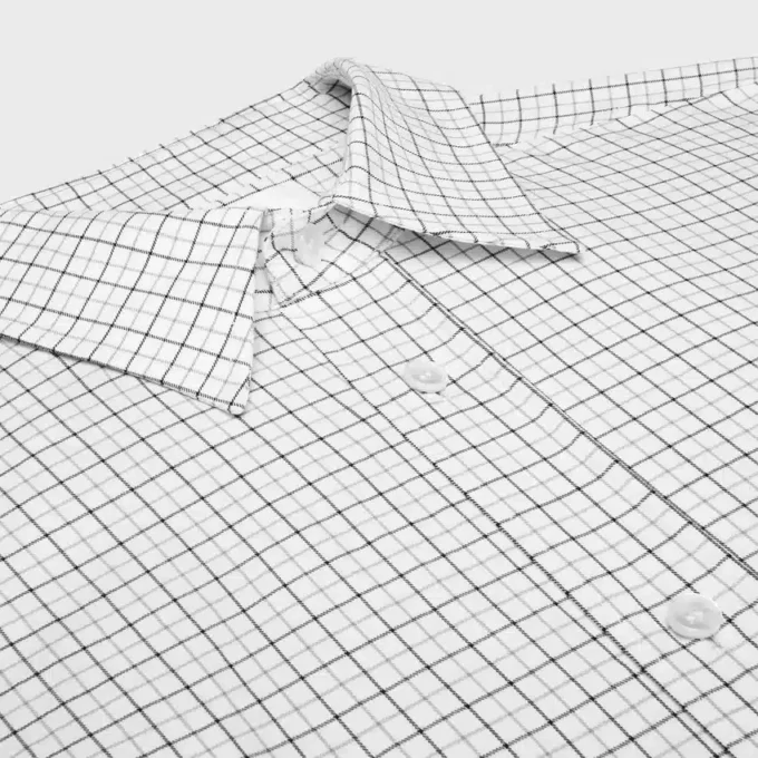 Camisa holgada de sarga de algodón a cuadros Camisa holgada de sarga de algodón a cuadros