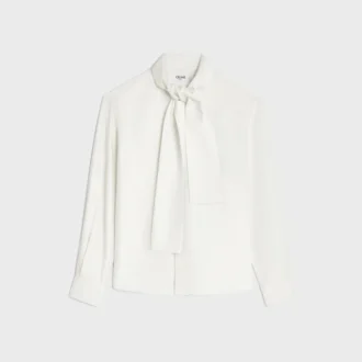Camisa Lavalliere en sarga de seda Camisa Lavalliere en sarga de seda