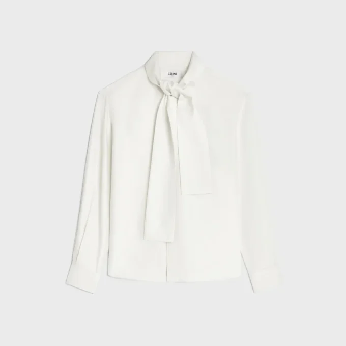 Camisa Lavalliere en sarga de seda Camisa Lavalliere en sarga de seda