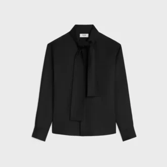Camisa Lavalliere en sarga de seda Camisa Lavalliere en sarga de seda