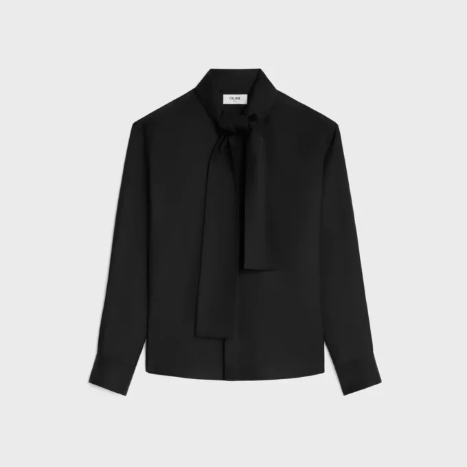 Camisa Lavalliere en sarga de seda