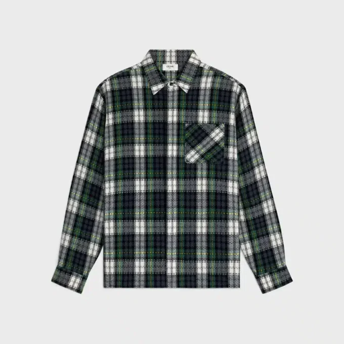 Camisa oversize de cachemira con estampado de tartán Camisa oversize de cachemira con estampado de tartán