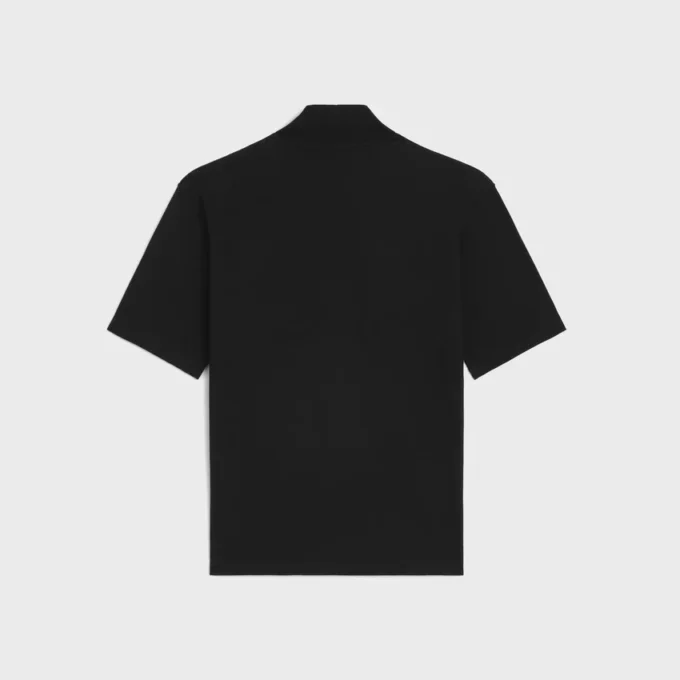 Camiseta de cuello alto en jersey de algodón Camiseta de cuello alto en jersey de algodón