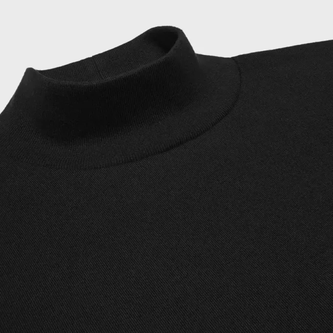 Camiseta de cuello alto en jersey de algodón Camiseta de cuello alto en jersey de algodón