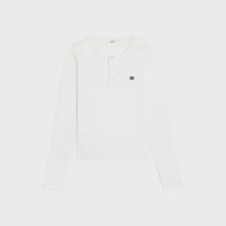 Camiseta de manga larga en jersey de algodón acanalado