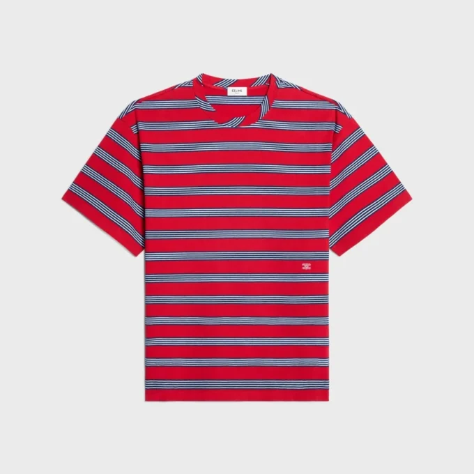 Camiseta regular de jersey de algodón a rayas Camiseta regular de jersey de algodón a rayas