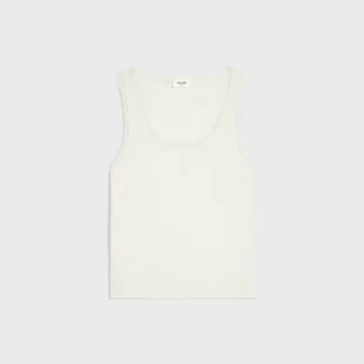 Camiseta sin mangas de algodón acanalado y seda