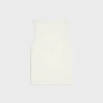 Camiseta sin mangas de algodón acanalado y seda