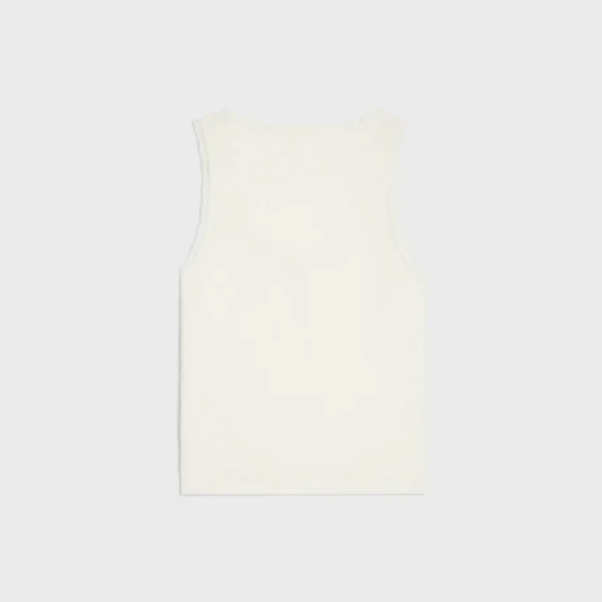 Camiseta sin mangas de algodón acanalado y seda Camiseta sin mangas de algodón acanalado y seda