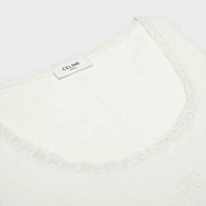 Camiseta sin mangas de algodón acanalado y seda Camiseta sin mangas de algodón acanalado y seda
