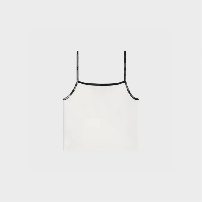 Camiseta sin mangas Triomphe bordada en jersey de algodón Camiseta sin mangas Triomphe bordada en jersey de algodón
